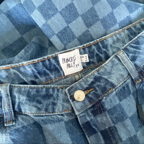 Princess Polly Checkered Jeans Size 12 - Picture 3 of 5